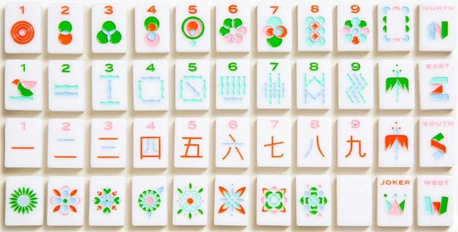 Red Aluminum Case White Tiles Wheeled Mahjong Set All-in-One Pushers/Racks 